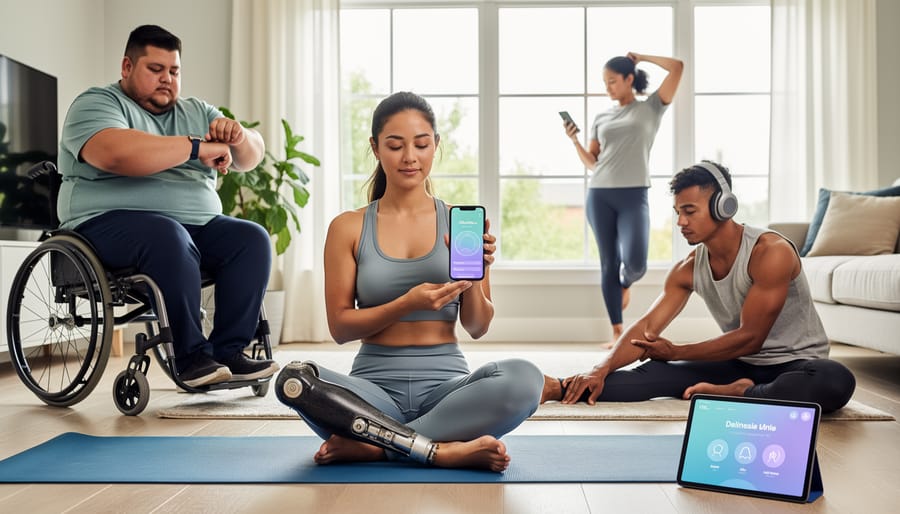 Diverse group of people practicing meditation in inclusive wellness studio setting